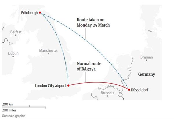 Πτήση της British Airways προς το Ντίσελντορφ προσγειώθηκε κατά λάθος στο Εδιμβούργο
