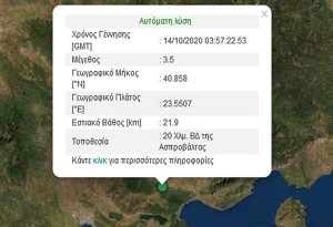 Σεισμός 3,5 βαθμών της κλίμακας Ρίχτερ στη Θεσσαλονίκη