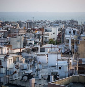Πανοραμική άποψη από σπίτια Θεσσαλονίκη