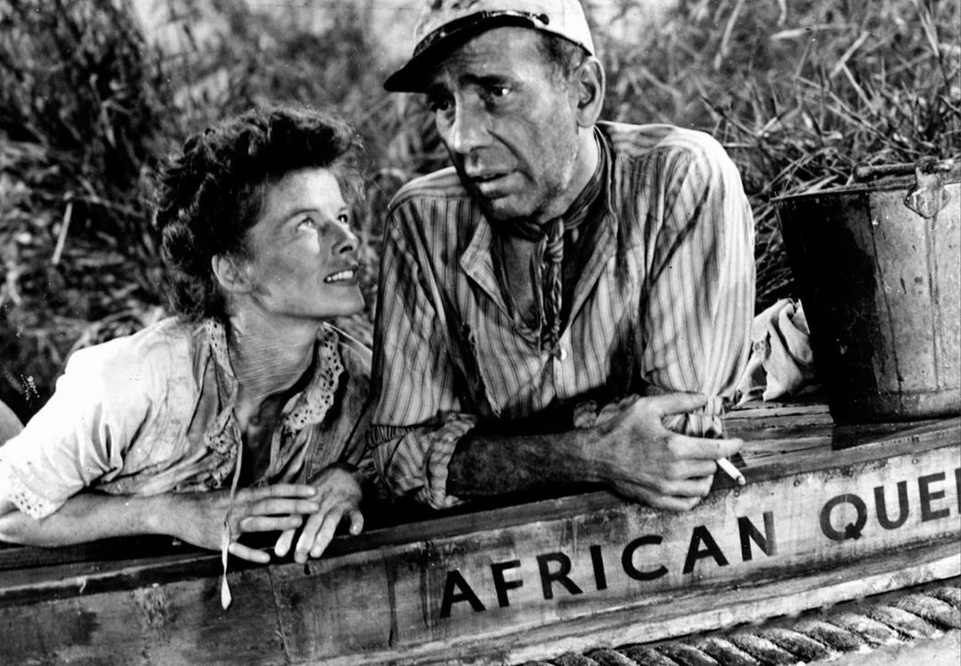 Οι Humphrey Bogart, Katharine Hepburn στην ταινια Η βασίλισσα της Αφρικής (1951)