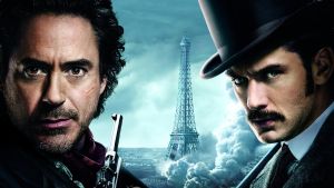 Robert Downey Jr.(Sherlock Holmes), Jude Law (Δρ John Watson), στην ταινία Sherlock Holmes 2: Το παιχνίδι των σκιών (2011)