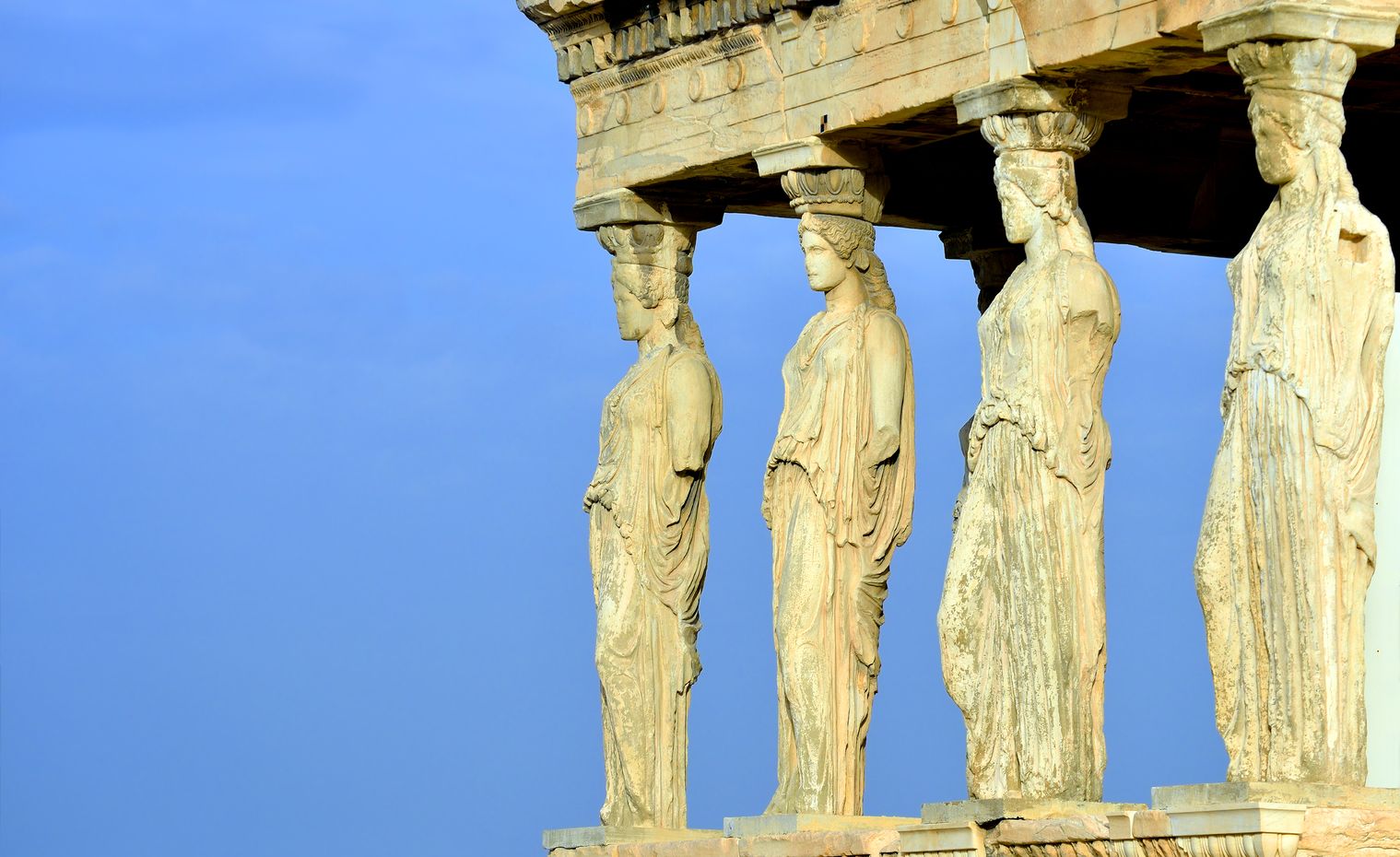 Caryatides, Erechteion, Parthenon on the Acropolis in Athens, Greece