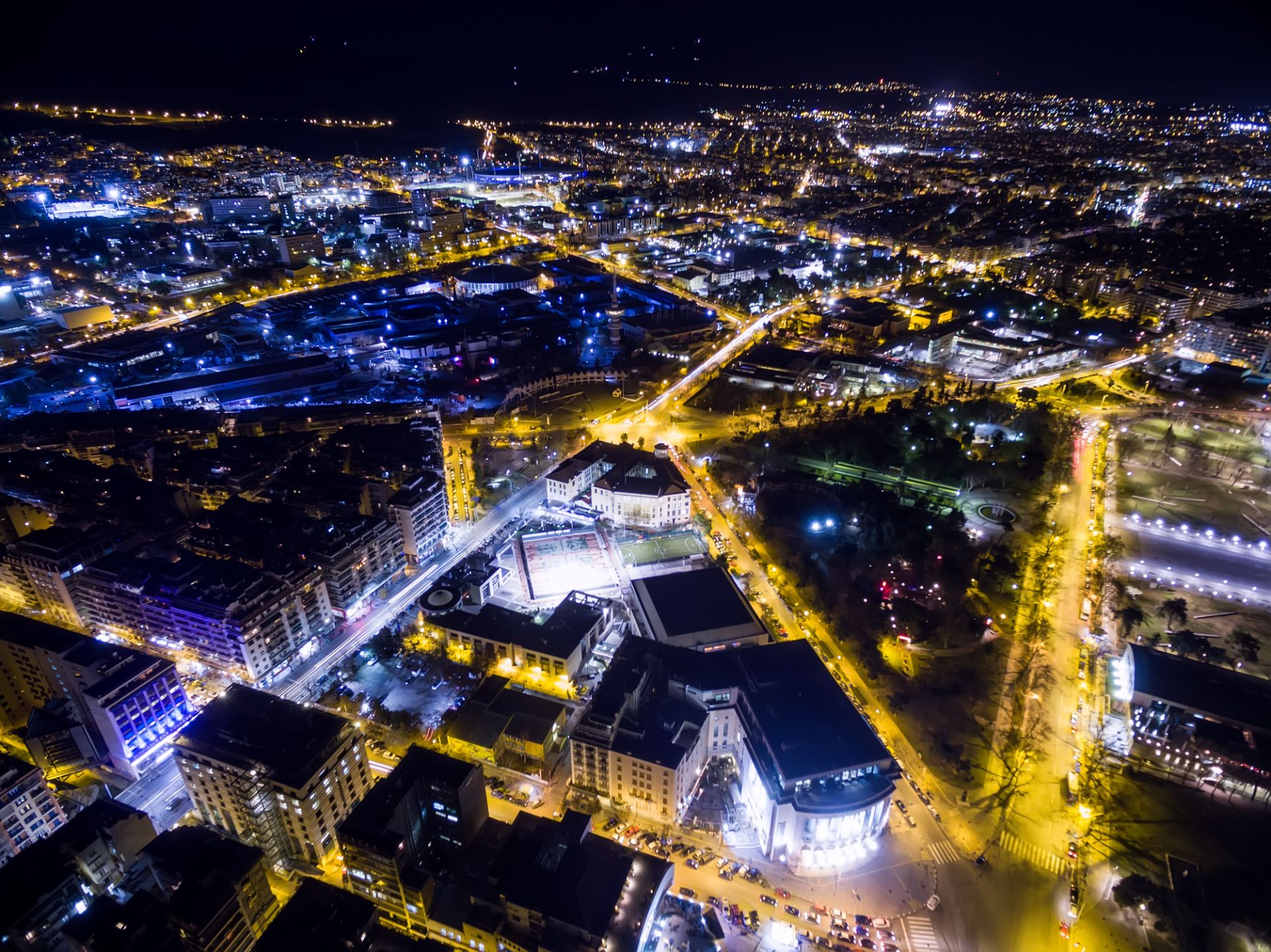 Θεσσαλονίκη βραδυ αεροφωτογραφία